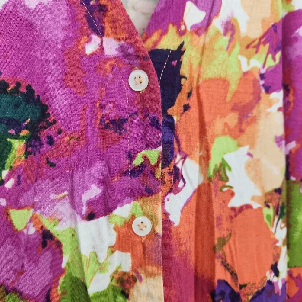Spiegal Robe & Chimise Gown Set Small Short w/Long Sleeve Floral Sleepwear